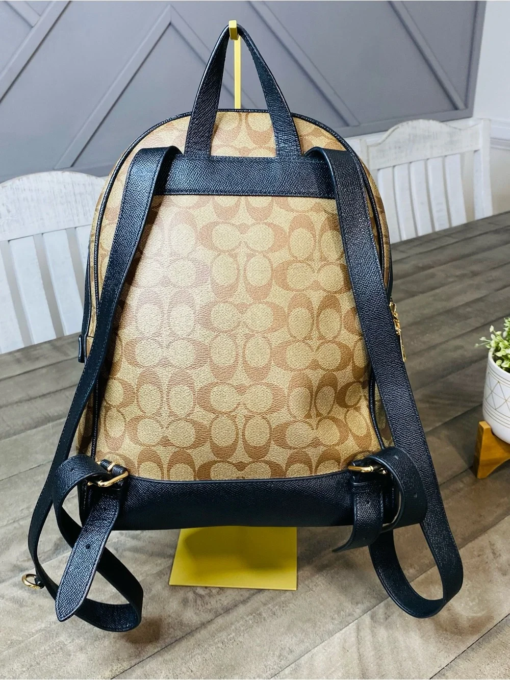 Coach Kenley Women's Backpack Signature Canvas - Khaki/Black